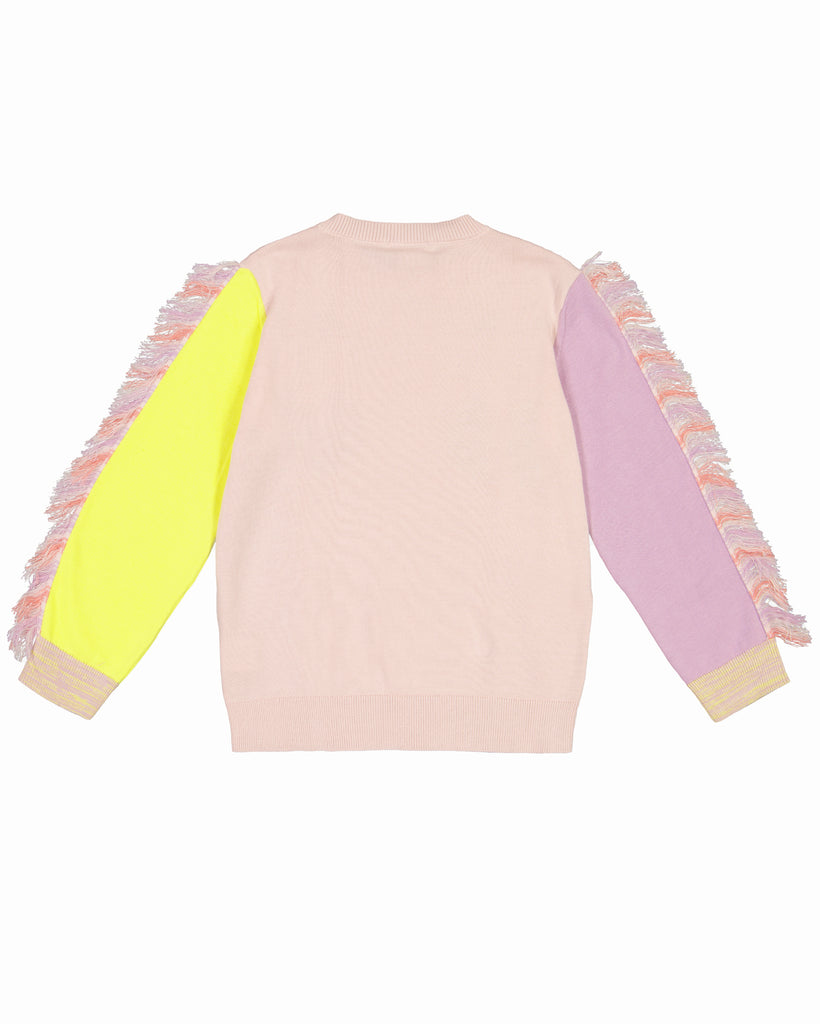 STELLA MCCARTNEY KIDS Girl Sweater with Double Unicorn Intrasia and Fringes