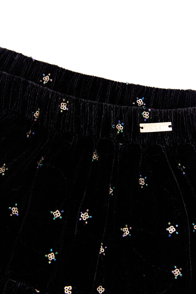 NICOLE MILLER FW24 Velvet Sequence Embroidered Skirt