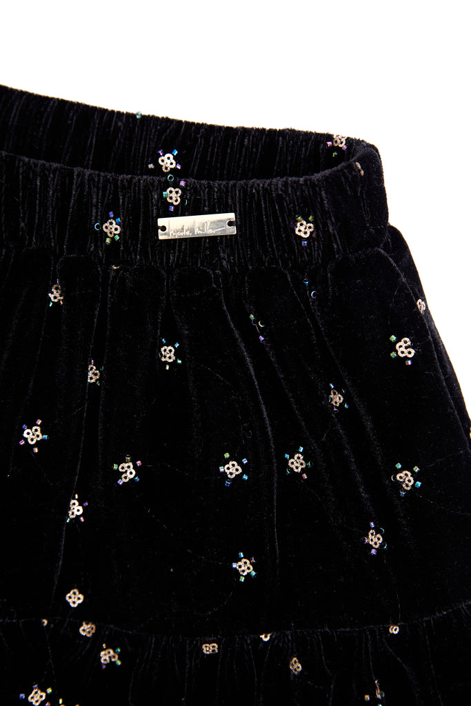 NICOLE MILLER FW24 Velvet Sequence Embroidered Skirt