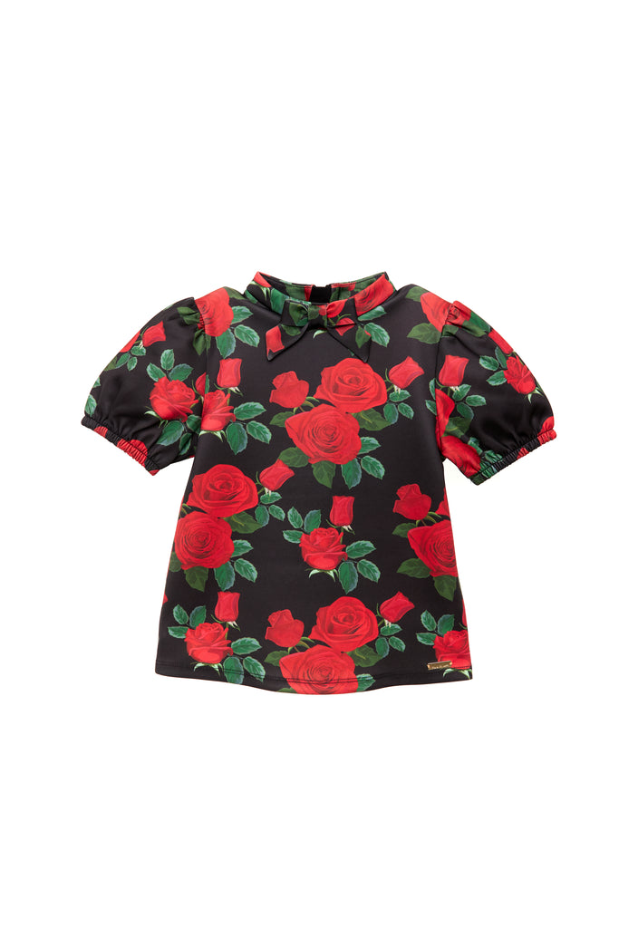 NICOLE MILLER GIRLS Rose Printed Top