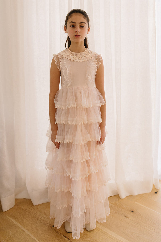 PETITE AMALIE "Soleil" Crochet Collar Tulle Gown