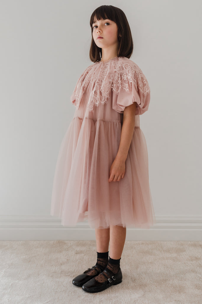 PETITE AMALIE "Enchanted Delight" Lace Collar Tulle Babydoll Dress