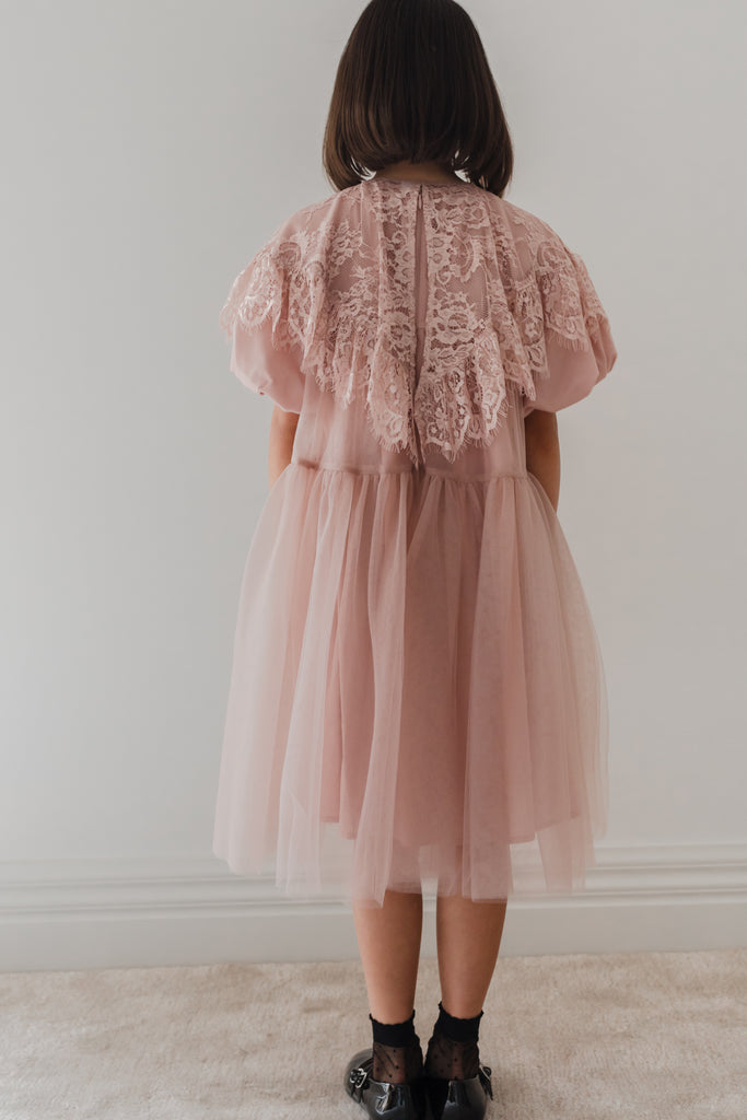 PETITE AMALIE "Enchanted Delight" Lace Collar Tulle Babydoll Dress