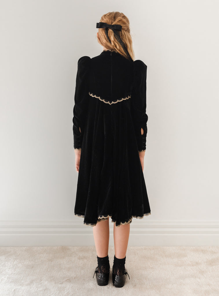 PETITE AMALIE "Enchanted Delight" Metallic Lace Velvet Dress