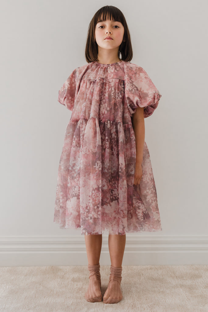 PETITE AMALIE "Enchanted Delight" Hydrangea Printed Tulle Dress