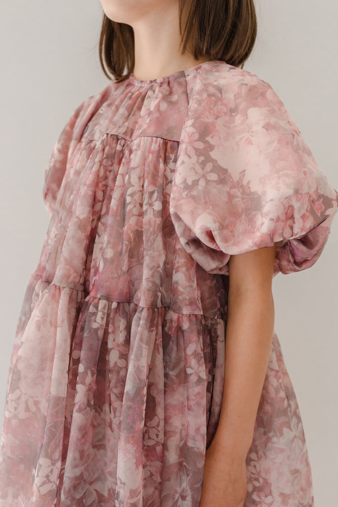 PETITE AMALIE "Enchanted Delight" Hydrangea Printed Tulle Dress