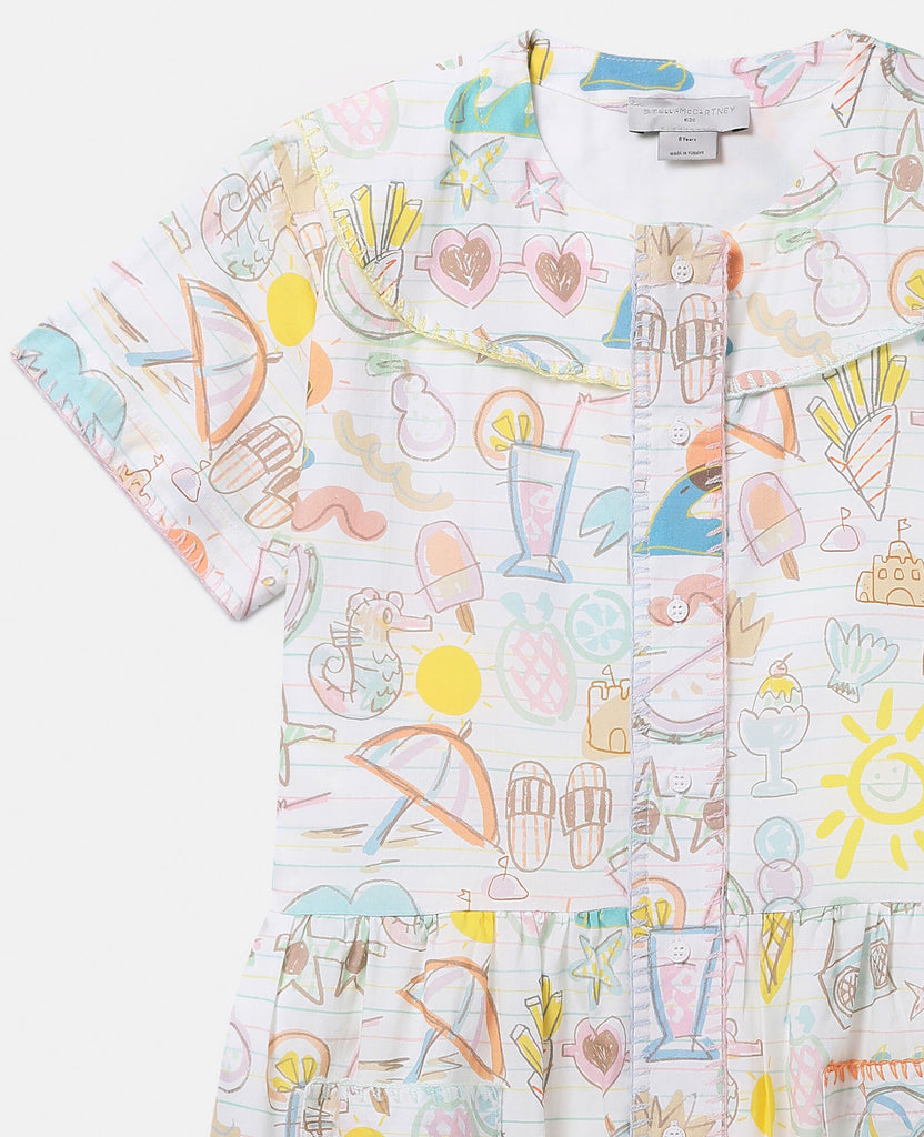 STELLA MCCARTNEY KIDS Summer Doodles Print Shirt Dress