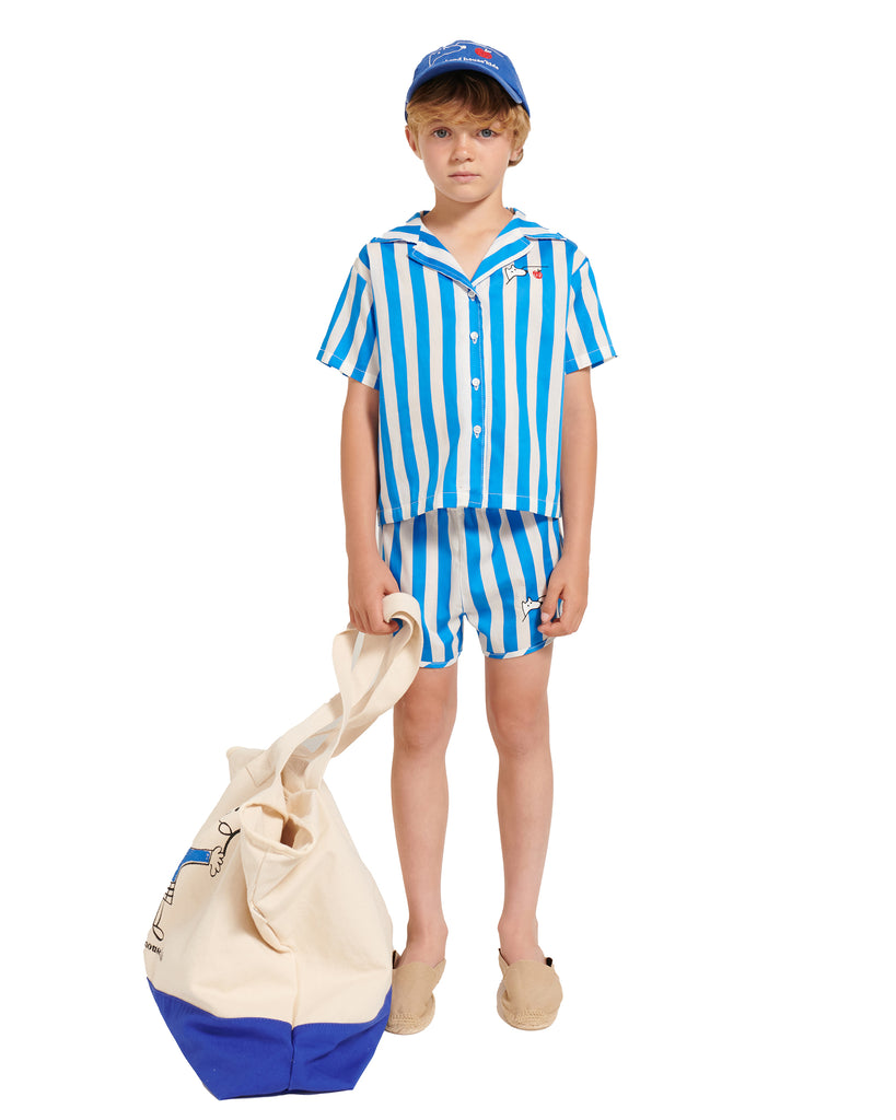 WEEKEND HOUSE KIDS "Things I Like" BLUE STRIPES SHORTS