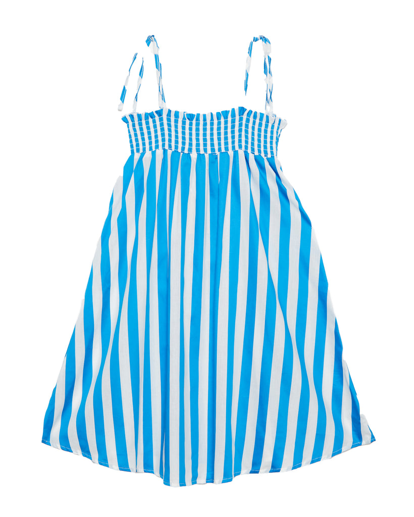 WEEKEND HOUSE KIDS "Things I Like" SMOKED SLEEVELESS BLUE STRIPES DRESS