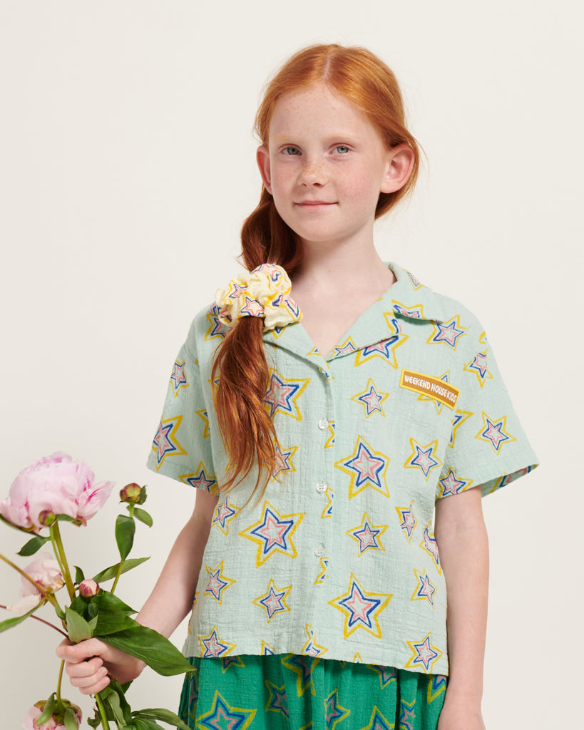 WEEKEND HOUSE KIDS "Things I Like" ALL OVER STARS BUTTONED SHIRT