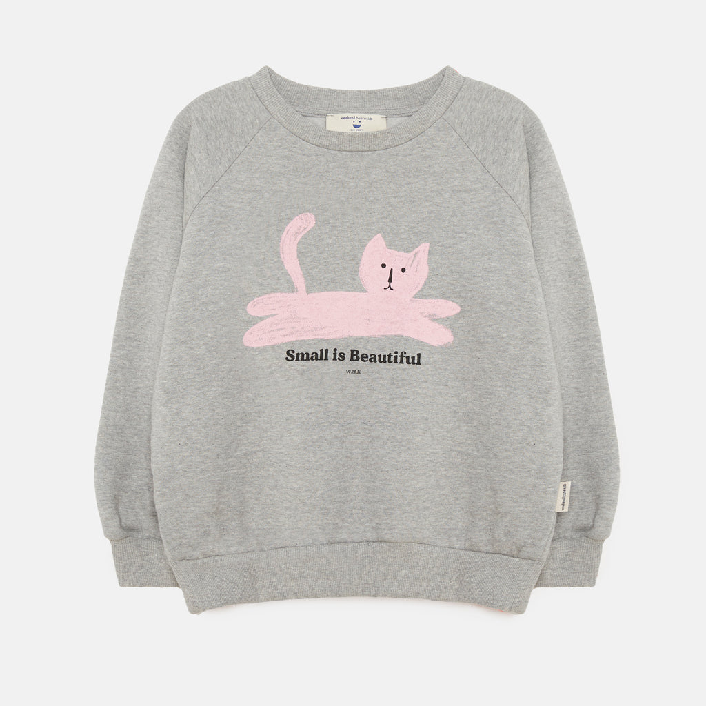 WEEKEND HOUSE KIDS "Small Is Beautiful" Cat Sweatshirt Top