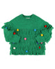 STELLA MCCARTNEY GIRL KNIT FRINGED SWEATER WITH POMPOMS