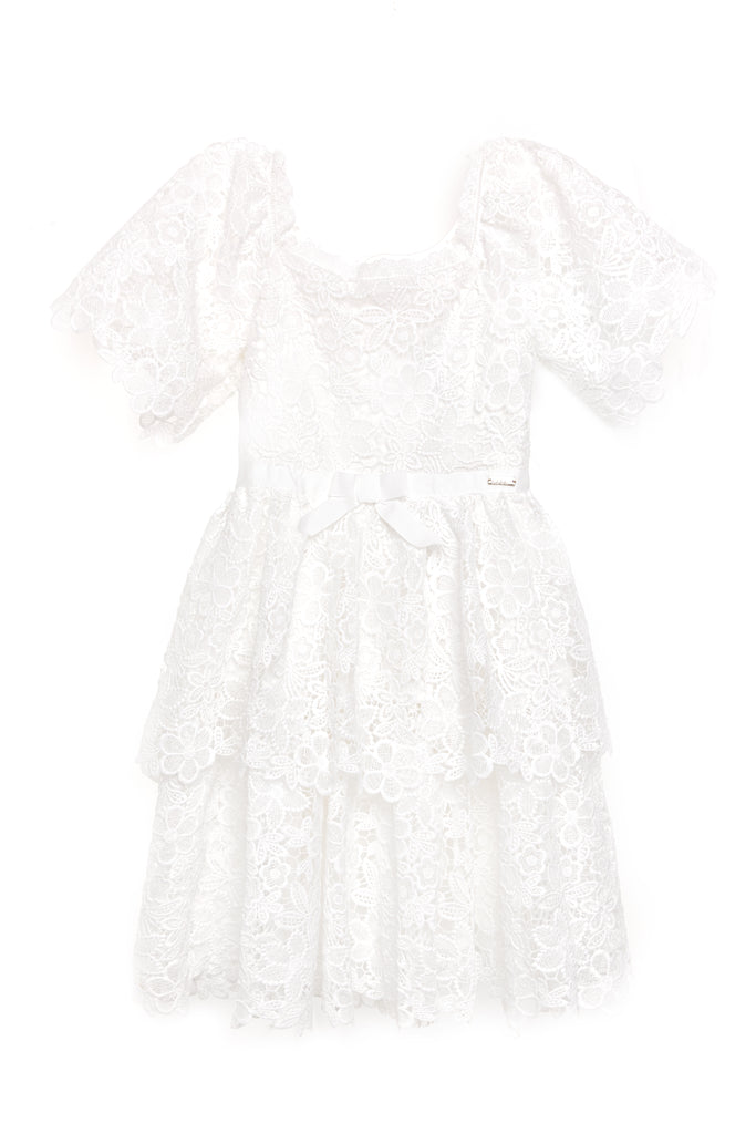 NICOLE MILLER GIRLS SS24 Cream Guipure Lace Dress