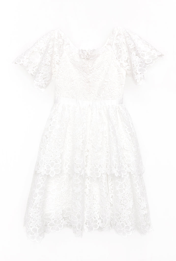 NICOLE MILLER GIRLS SS24 Cream Guipure Lace Dress