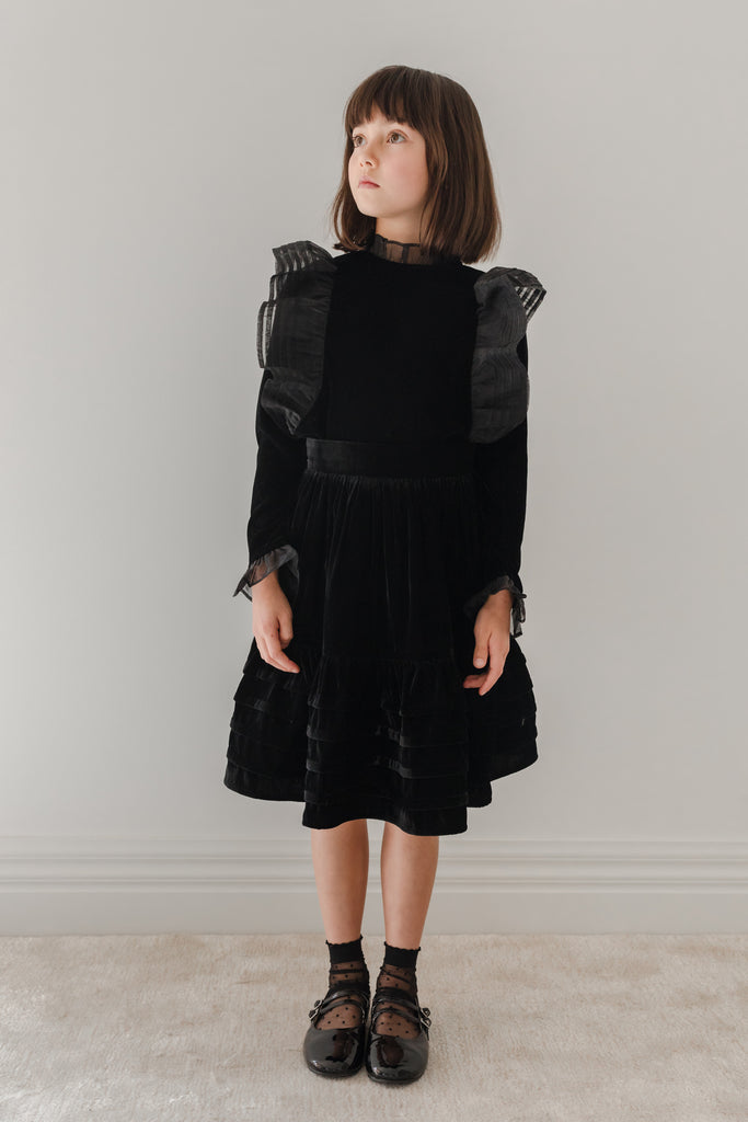 PETITE AMALIE "Enchanted Delight" Velvet Pleated Skirt