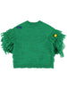 STELLA MCCARTNEY GIRL KNIT FRINGED SWEATER WITH POMPOMS