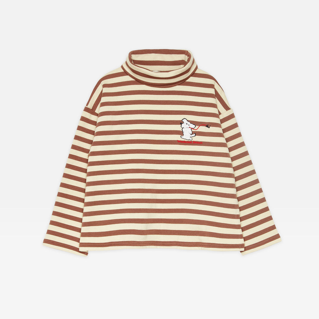 WEEKEND HOUSE KIDS FW23 Dog Stripe Sweatshirt Turtleneck Top