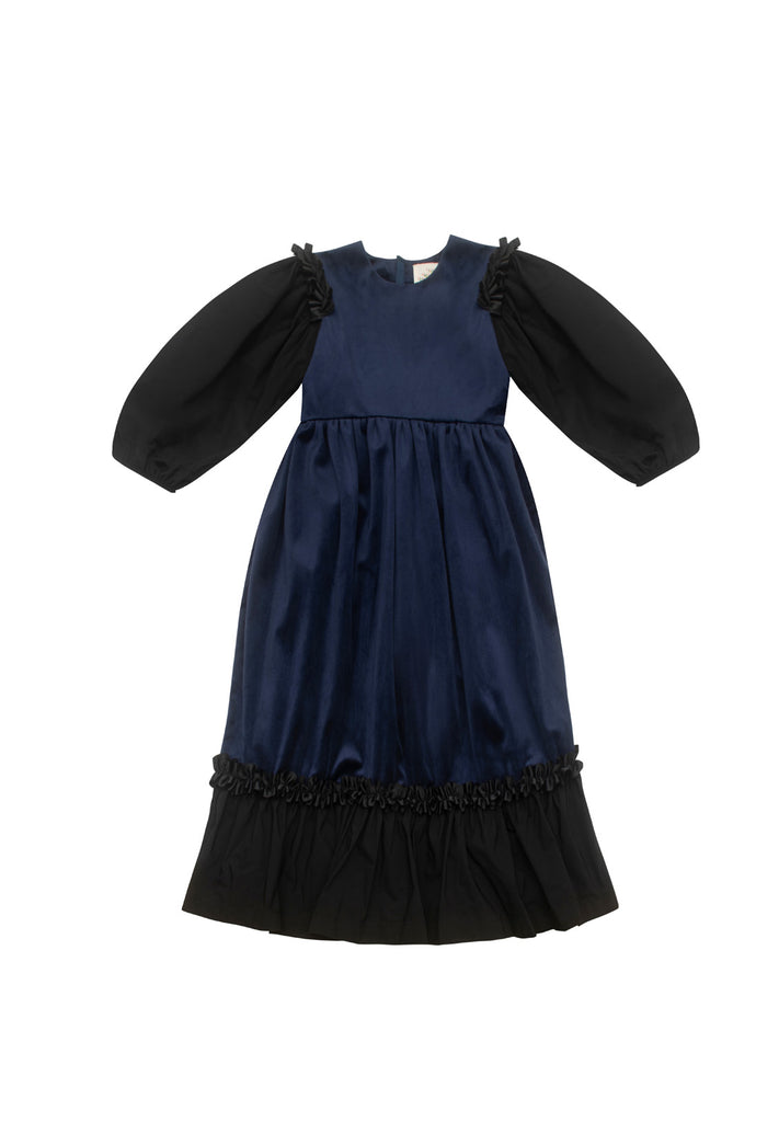 THE MIDDLE DAUGHTER AW24  AT LONG LAST Velvet DRESS in NAVY BLUE