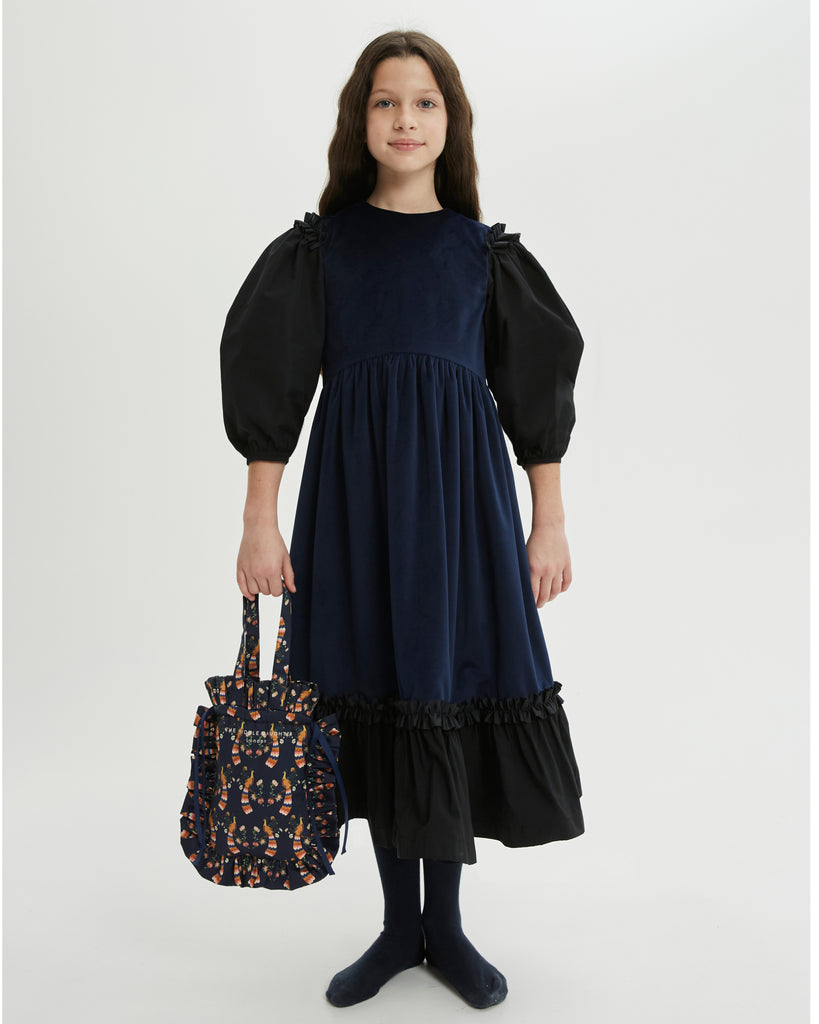 THE MIDDLE DAUGHTER AW24  AT LONG LAST Velvet DRESS in NAVY BLUE