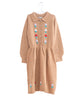 FISH & KIDS AW23 Knit Camel Dress with Embroidered Flowers and Buttons