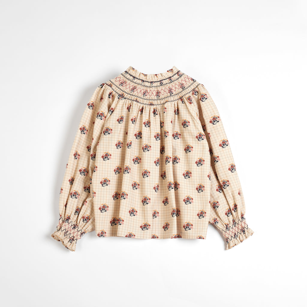 C'ERA UNA VOLTA Carla Shirt in Cream Check Flower