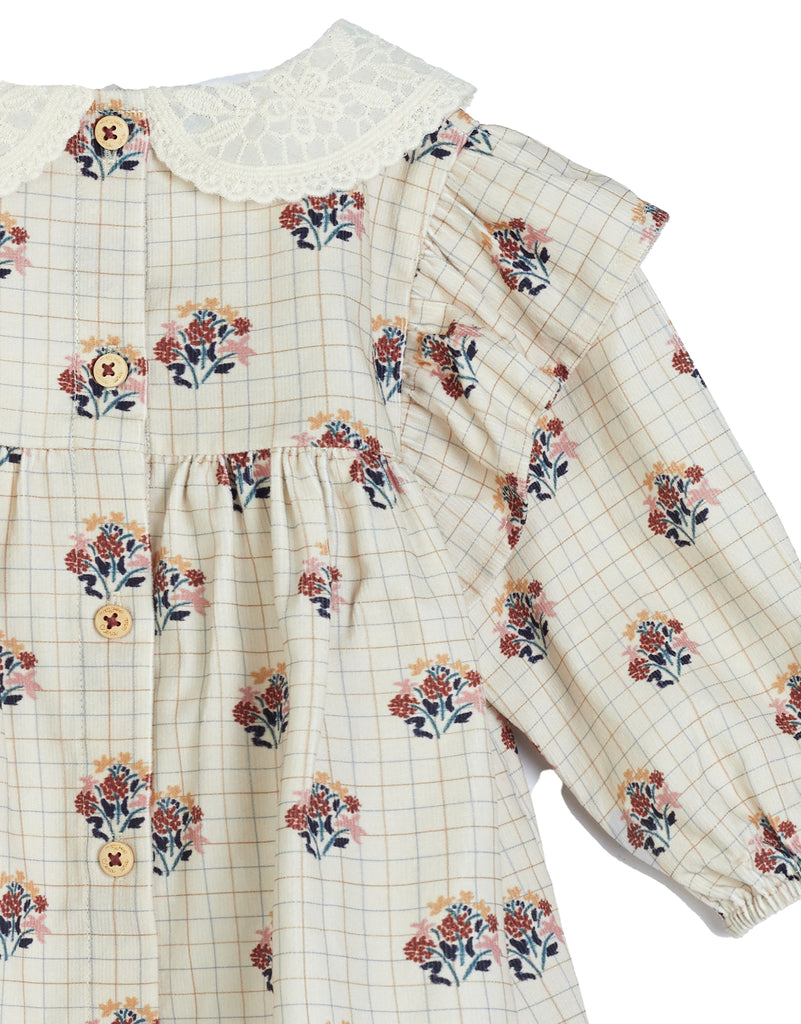 C'ERA UNA VOLTA Baby Franca Shirt Cream in Check Flower