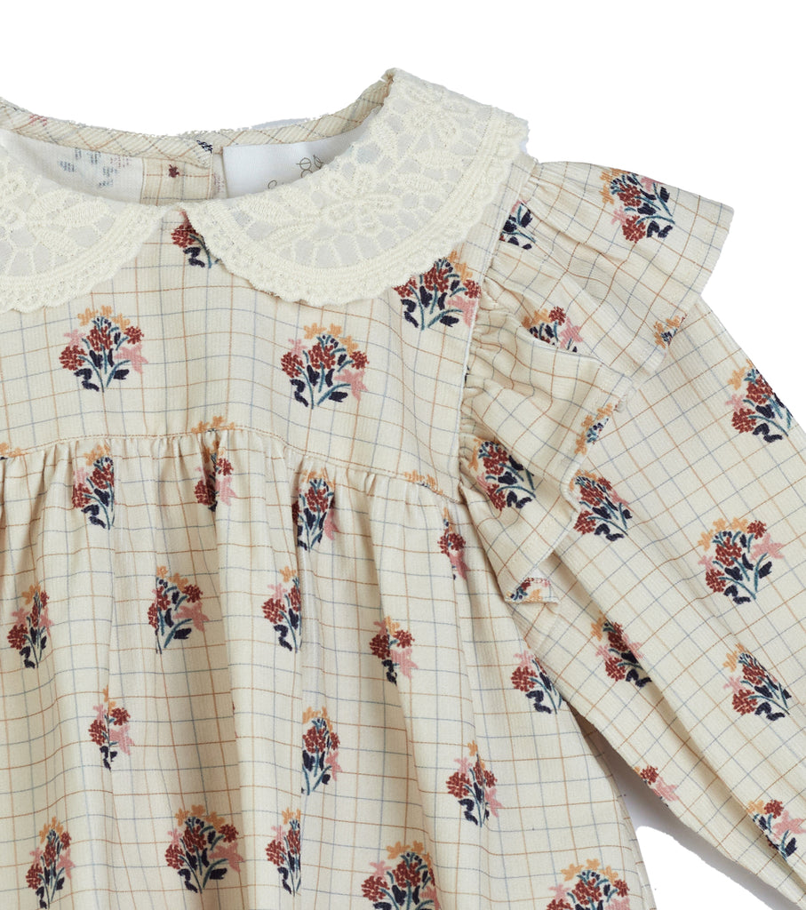 C'ERA UNA VOLTA Baby Franca Shirt Cream in Check Flower