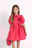 ELIE SAAB RUFFLED ROSE EMBELLISHED TAFFETA DRESS in Red