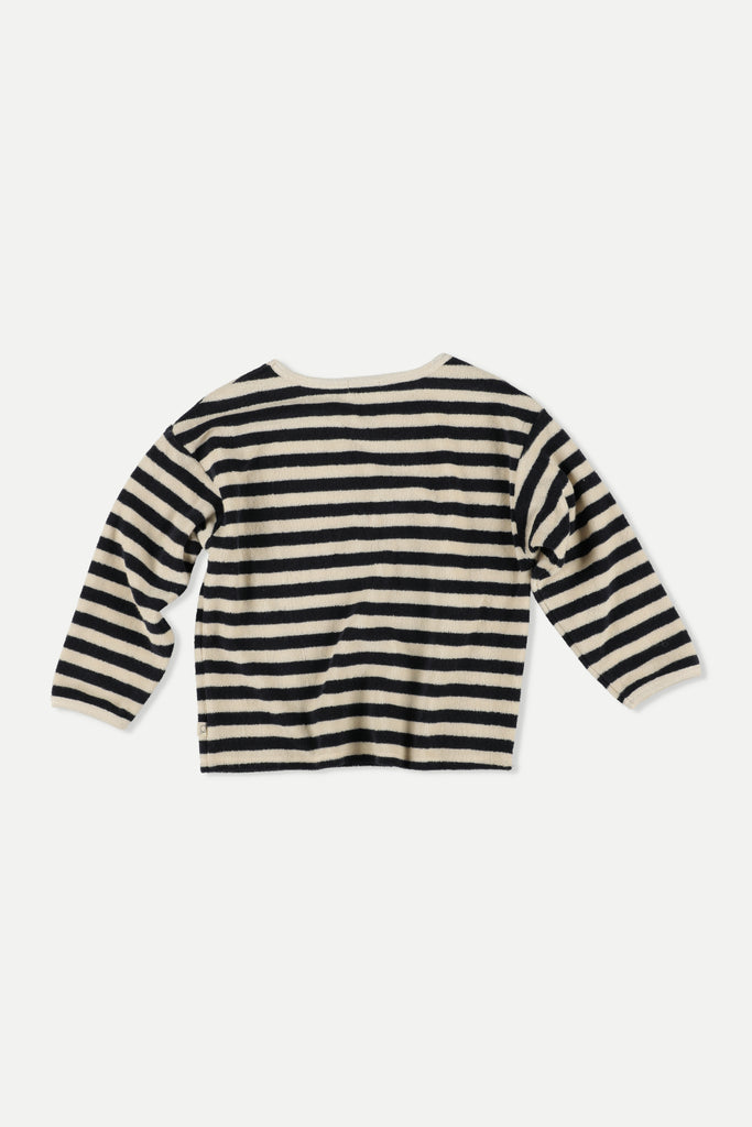 MY LITTLE COZMO "Les Tresors Marines" Organic Toweling Terry Stripes Sweatshirt in Black