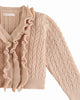 GINGERSNAPS Cable Knit Cardigan Sweater with Double Front Ruffle