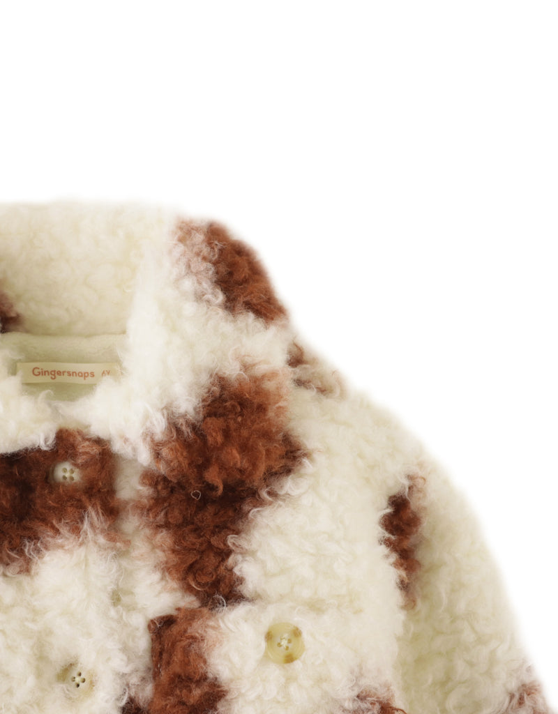 GINGERSNAPS FW24 COW PRINT SHERPA JACKET