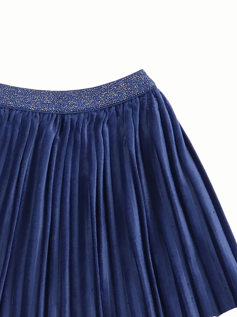 GINGERSNAPS Baby Velvet Pleated Skirt with Metallic Elastic Waistband