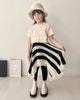 TAGO AW2024 Knitted Fringe Striped Mohair Skirt