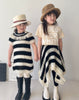 TAGO AW2024 Knitted Fringe Striped Mohair Skirt