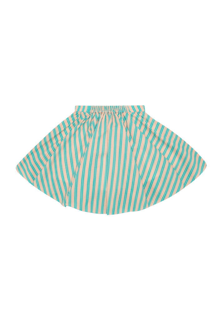 THE MIDDLE DAUGHTER SS24 IN FULL SWING Skirt in JUST PEACHY THE POOL STRIPE SEERSUCKER