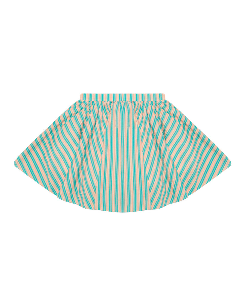 THE MIDDLE DAUGHTER SS24 IN FULL SWING Skirt in JUST PEACHY THE POOL STRIPE SEERSUCKER