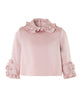 MiMiSol FW24 RUFFLE-DETAIL SATEN-CREPE TOP  Blouse in Pink