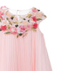 MARCHESA COUTURE Pink Pleated Flower Applique Gown Dress