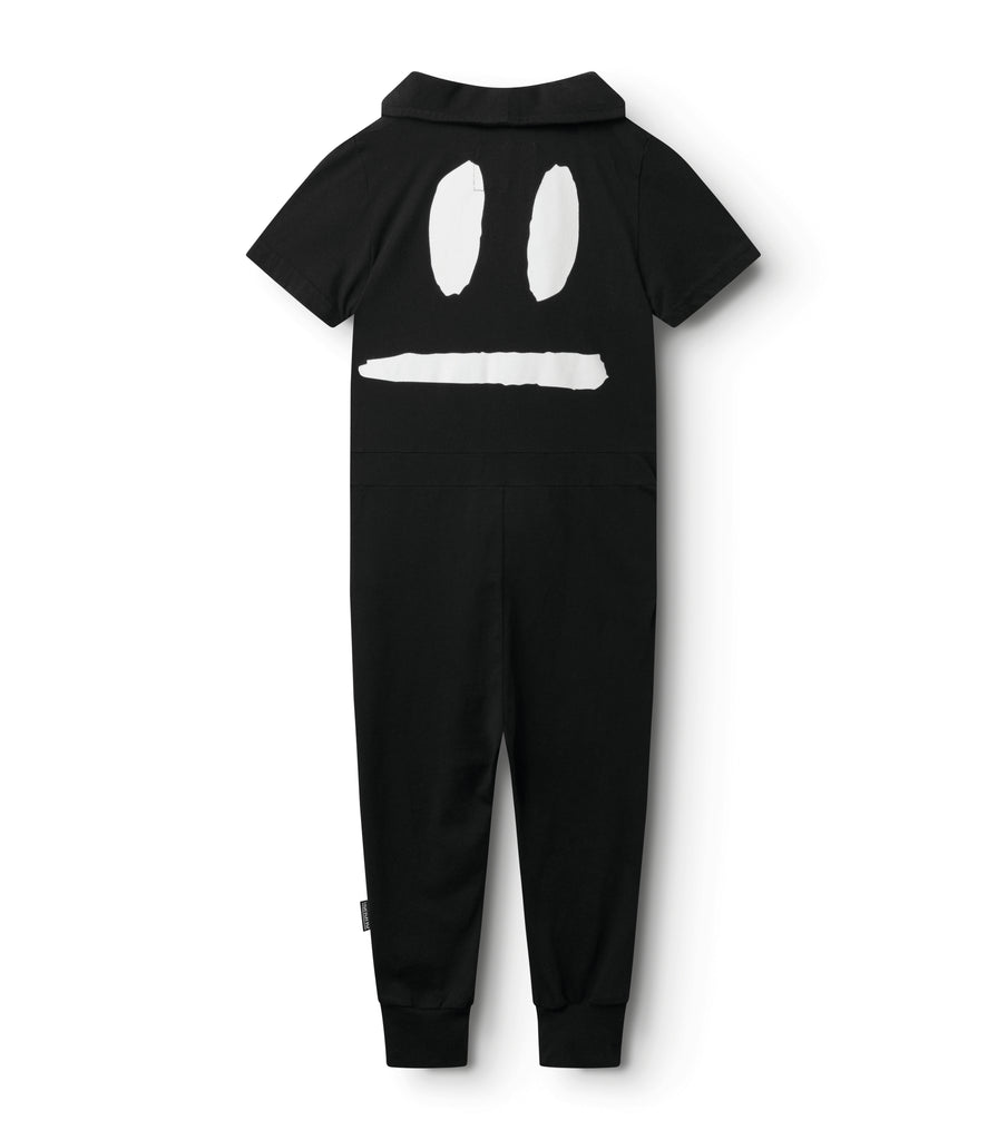 NUNUNU SS24 SMIRK ZIPPERED COVERALL JUMPSUIT  in Black