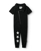 NUNUNU SS24 SMIRK ZIPPERED COVERALL JUMPSUIT  in Black