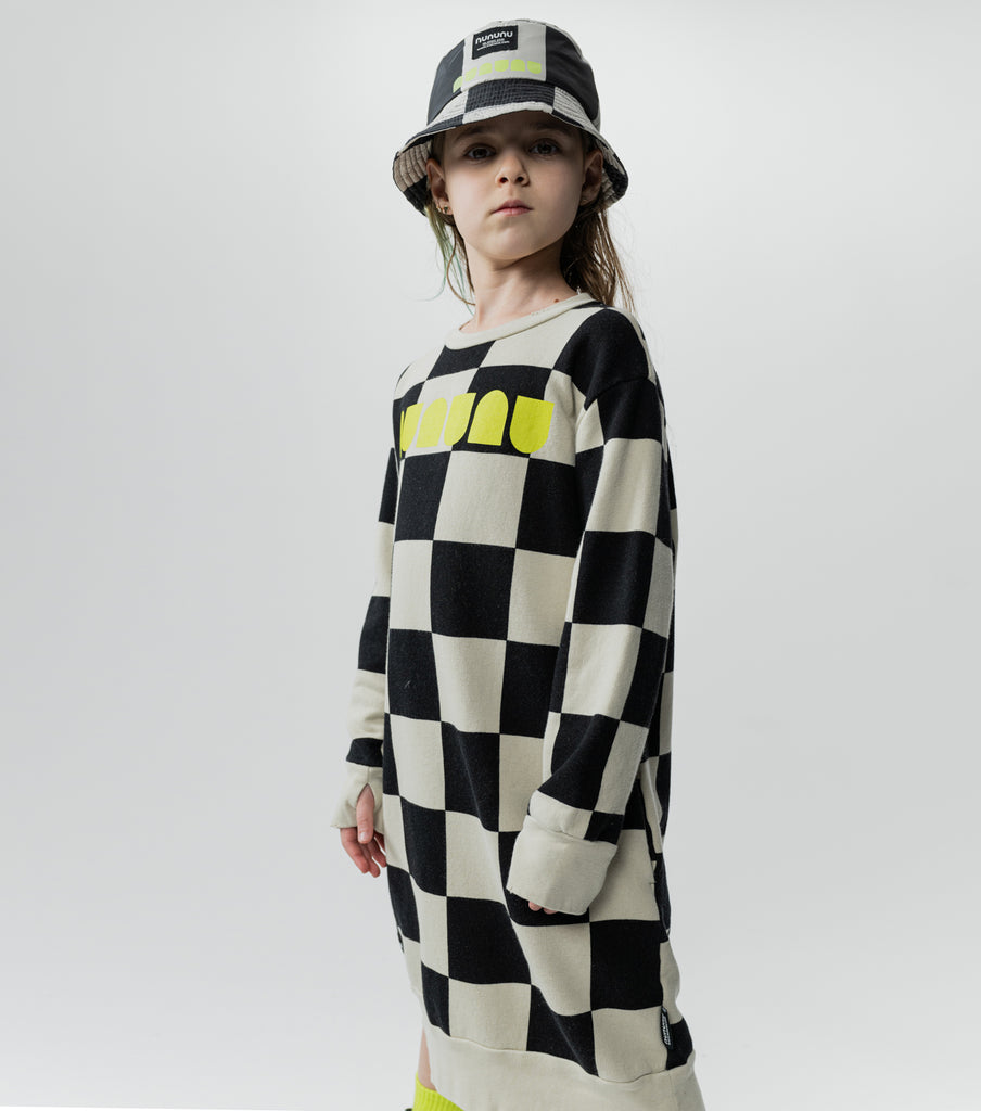 NUNUNU FW24 CHECKMATE A SWEATSHIRT DRESS