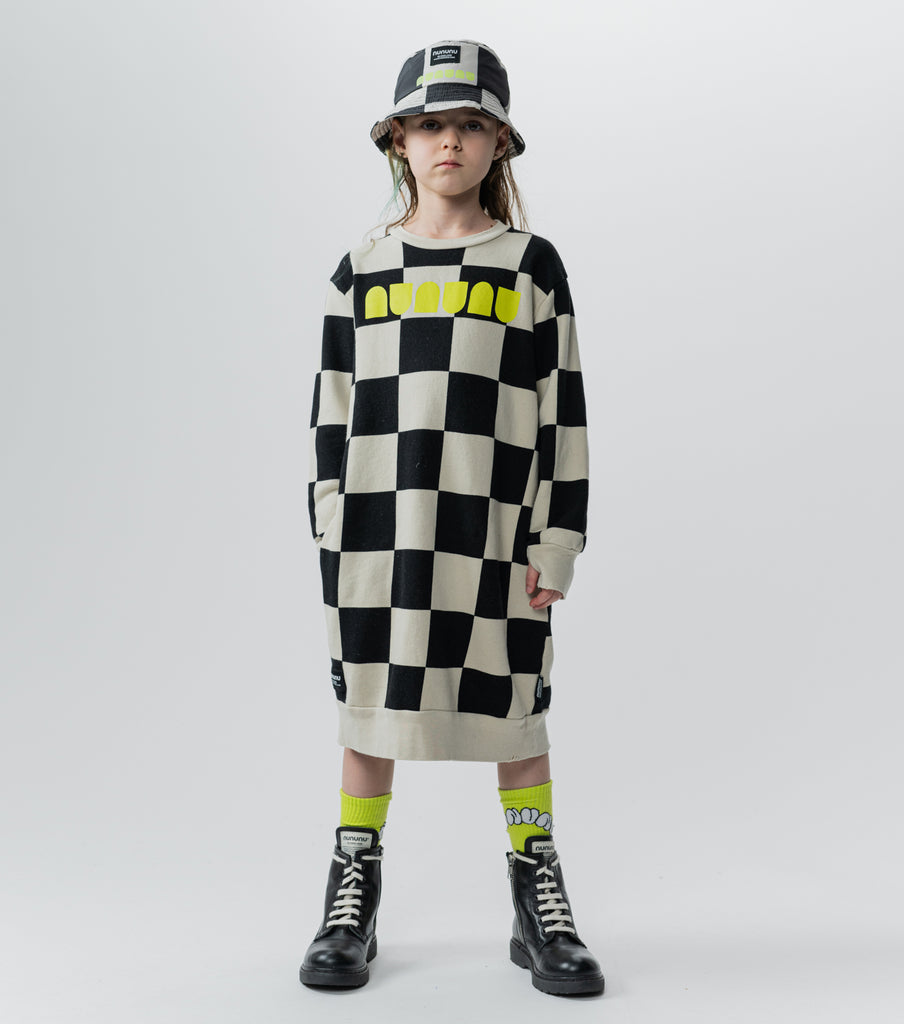 NUNUNU FW24 CHECKMATE A SWEATSHIRT DRESS