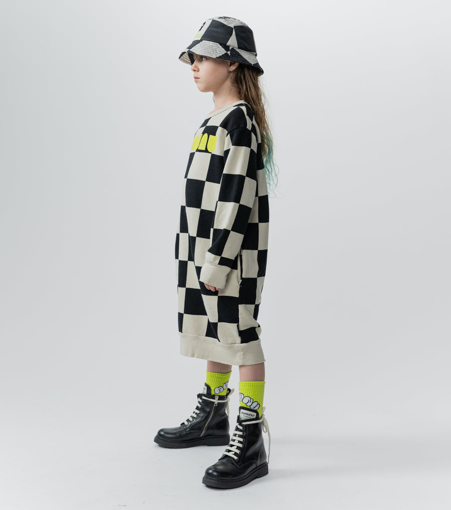 NUNUNU FW24 CHECKMATE A SWEATSHIRT DRESS