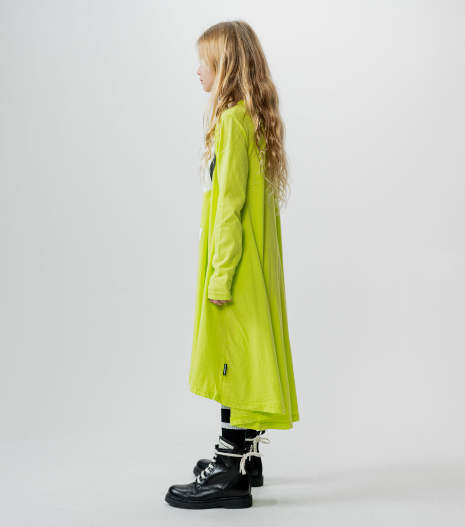 NUNUNU FW24 SIDE EYE 360 DRESS in Hot Lime