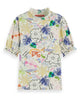 SCOTCH AND SODA FW23 Slim Fit Smocked Detail Floral Print T-shirt Top