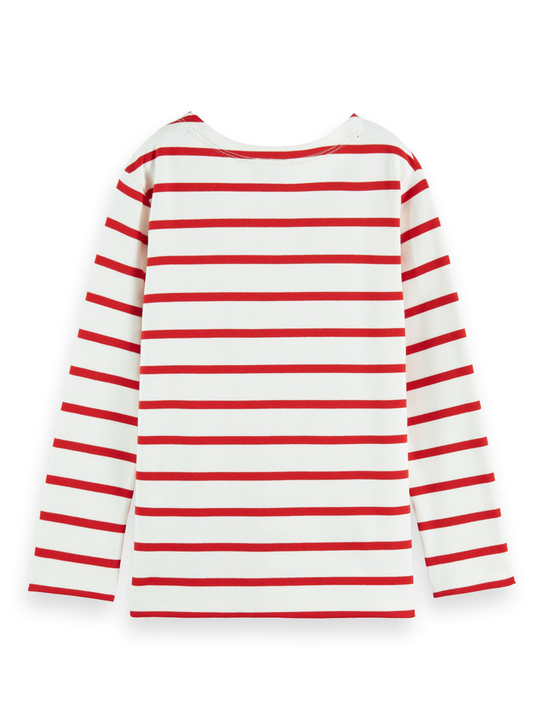 SCOTCH AND SODA FW23 Red Striped Long Sleeve T-shirt Top