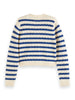 SCOTCH AND SODA SS24 TEXTURED MARINE BRETON STRIPE CARDIGAN