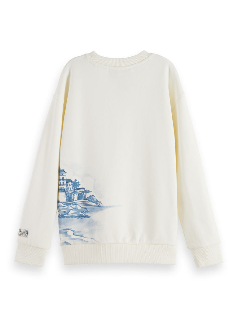 SCOTCH AND SODA SS24 RELAXED-FIT PLACED ARTWORK SWEATSHIRT