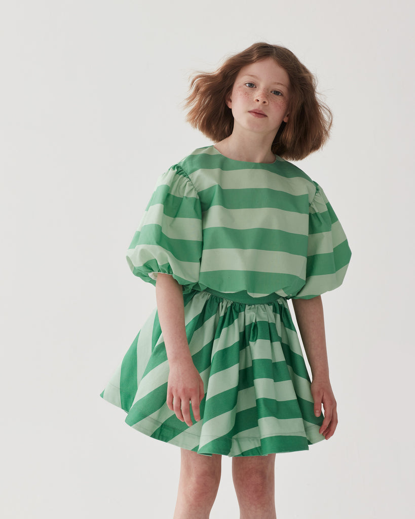 THE MIDDLE DAUGHTER SS24 IN FULL SWING Skirt in CUCUMBER STRIPE