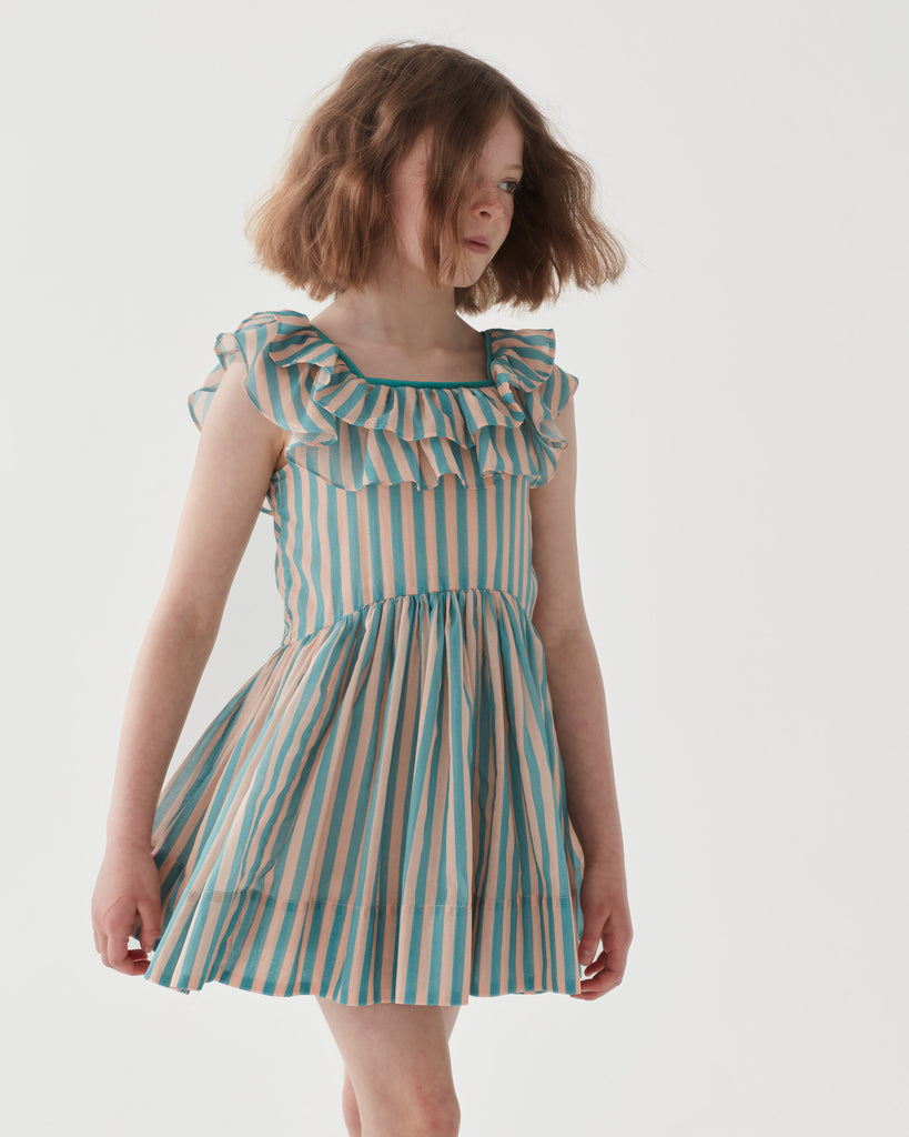 THE MIDDLE DAUGHTER SS24 POSTCARD Dress in POOL VOILE STRIPE